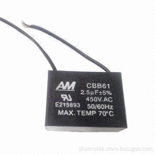 Polypropylene Film Capacitor for Ceiling Fan, 20,000V AC Terminals to Case